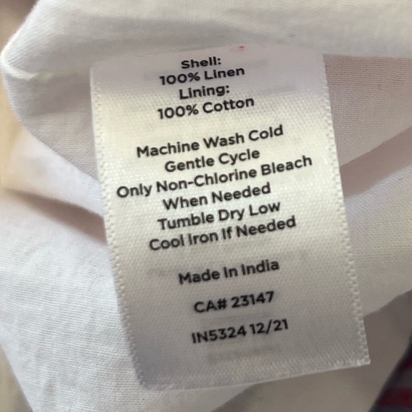 Talbots red 100% linen sleeveless shift dress Seaside Stripe size 6 - Picture 9 of 9